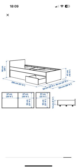 2 Camas Solteiro IKEA c/ Gaveta + Estrado + Colchão – Excelente Estado