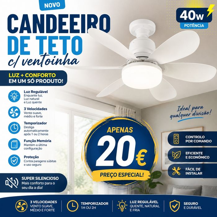 Candeeiro com ventoinha