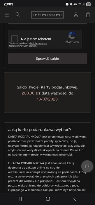 Karta podarunkowa Intimissimi