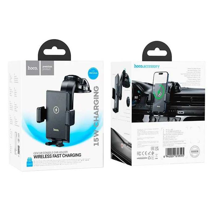 Магнитный автодержатель с беспроводной зарядкой iPhone HOCO HW22