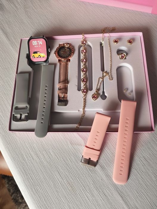 Pack Smart Watch + relógio + pulseira + colar + anel e brincos