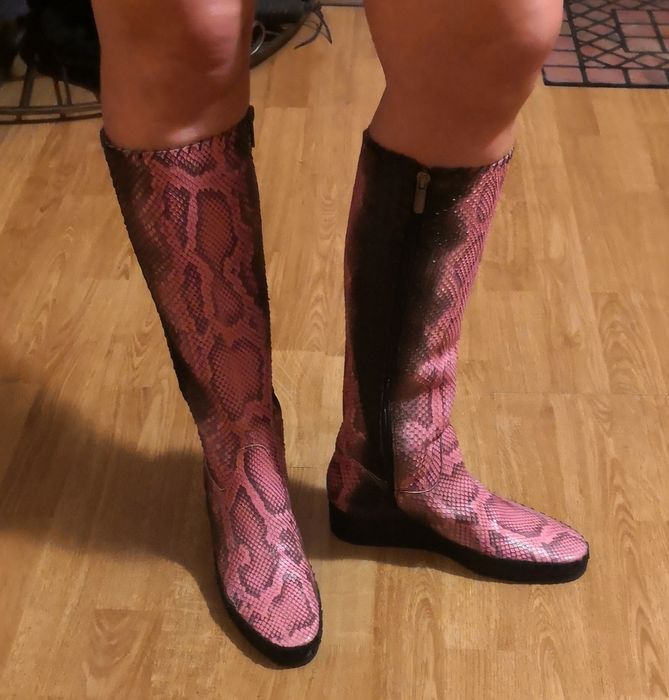 Распродажа - 78%. Последние 2 пары. Крутые сапоги из кожи питона. Итал