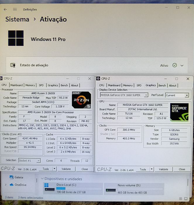 PC Gamer Ryzen 5 2600X 4,3ghz+GTX 1660 Super 6gb+16gb+ 750gb Nvme