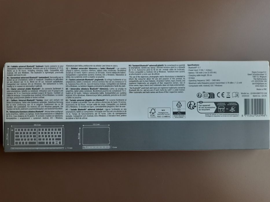 Складна компактна Bluetooth клавіатура iOS, Android, Windows