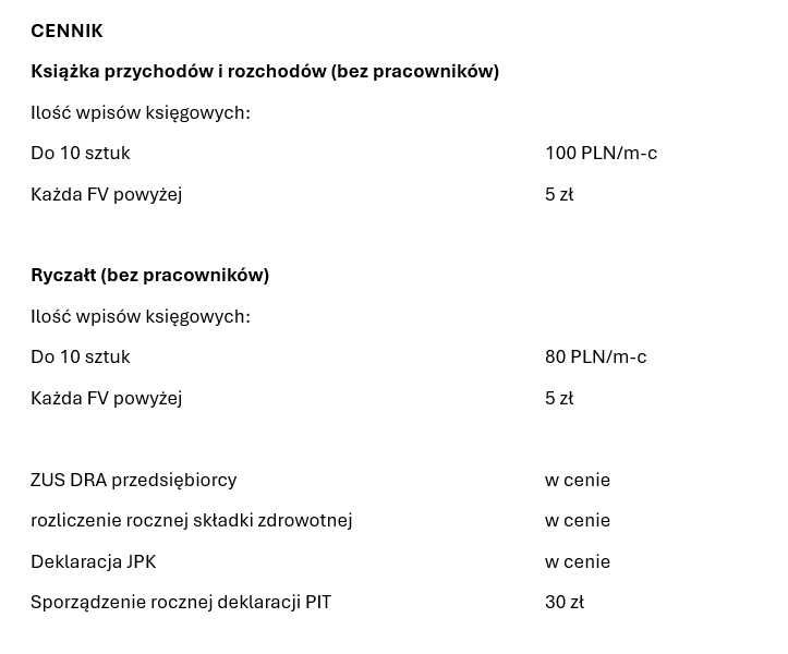 Usługi Księgowe JDG online od 80 PLN KSeF