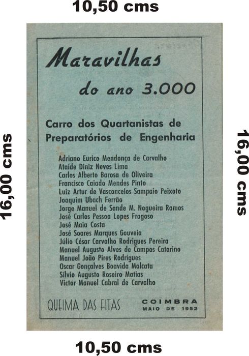 Queima das fitas de 1953 Coimbra libreto completo com 20 páginas - ORIGINAL