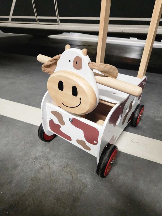 I'm Toy Carriage Cow brown chodzik zabawka eko drewniany
