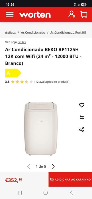 Ar condicionado portatil Beko 12K