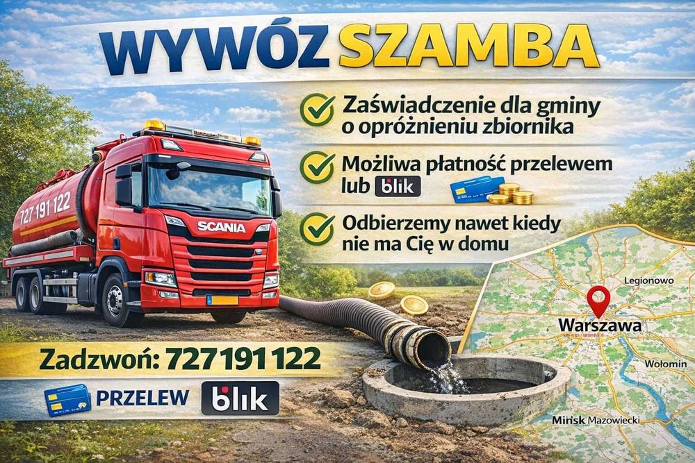WYWÓZ SZAMBA WARSZAWA | Opróżnianie szamba | Usługi Asenizacyjne
