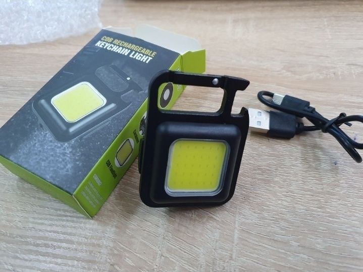 Акумуляторний міні ліхтарик LED 4 режими, карабін, магніт, брелок