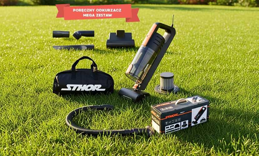 Bezworkowy odkurzacz do samochodu 5,5kPa 100W turboszczotka + końcówki