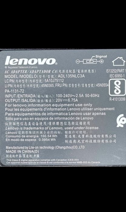 Zasilacz LENOVO 135W 20V 6.75A