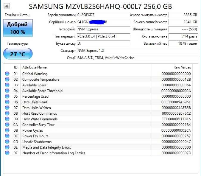 Продам SSD диски Intel, Samsung 512 GB ;