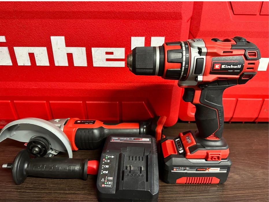 Набір Einhell: безщіткова болгарка + шуруповерт з акумулятором