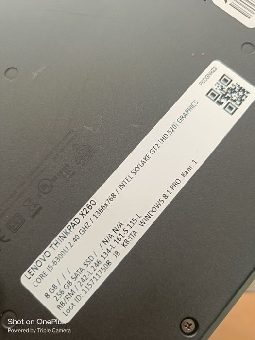 Laptop Lenovo ThinkPad x260 i5 8gb ram  256gb
