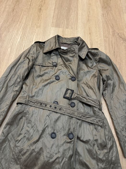 Marella Double Breasted Trench Coat Belt M dwurzędowy płaszcz trencz z paskiem