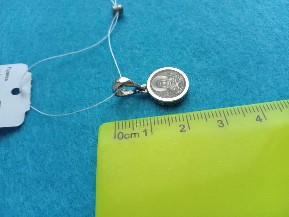 Серебряная родированная ладанка иконка  Пресвятая Богородица Семистрел