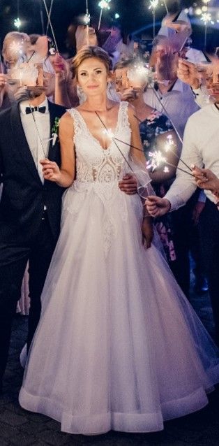 Piękna Biała Suknia Ślubna rozmiar 34/36 Relevance Silveria 2019