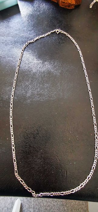 Fio em prata - malha "Figaro" Estilo Italiano Prata de lei 925