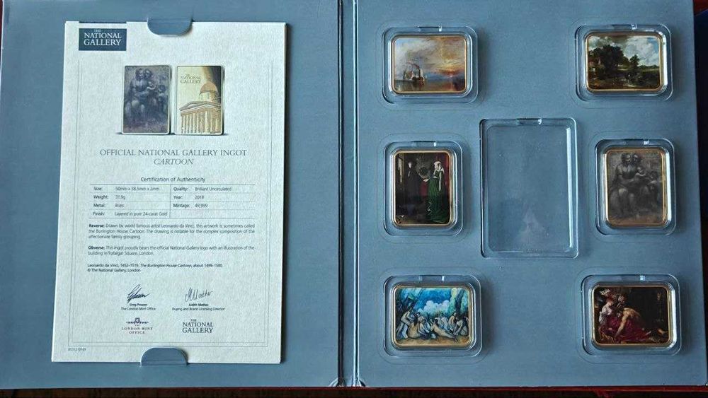 Набор коллекционных позолоченных слитков  NATIONAL GALLERY