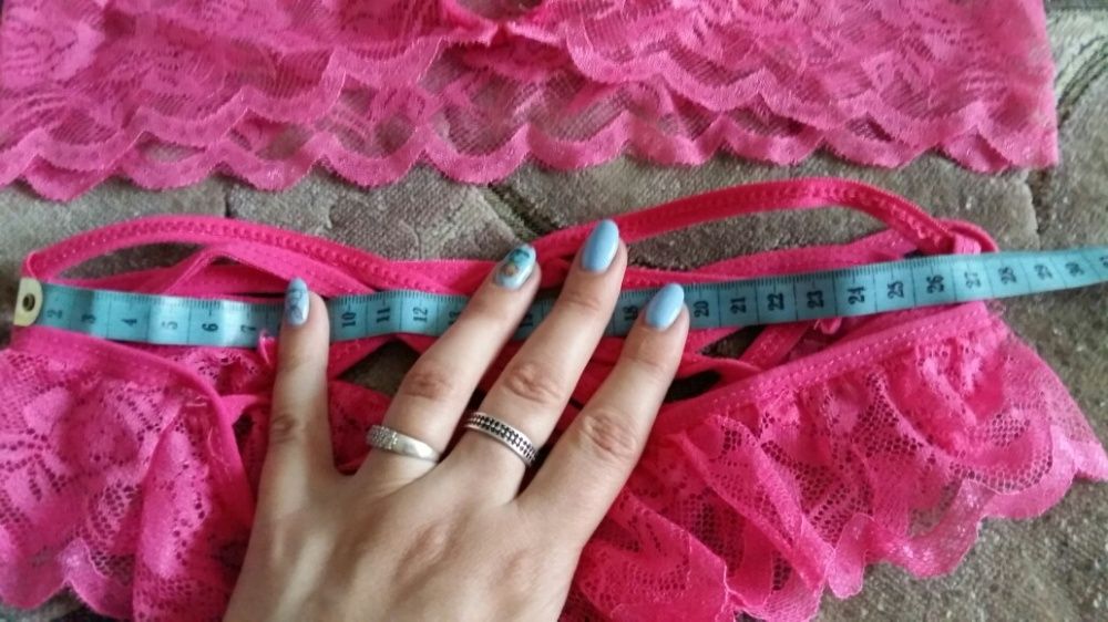 Кружевное белье р.40 xs топ,трусики комплект черный розовый