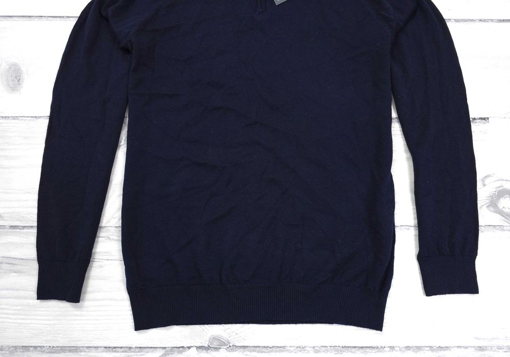 DRESSMANN Cardigan 1/4 Zip 100% Merino Wool Męski Sweter Bluza M