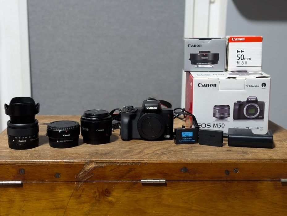 Canon EOS M50 dwa obiektywy, torba gratis