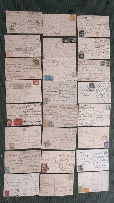 Lote 96 Postais Portugueses Circulados e selados - Inicio Séc. XX