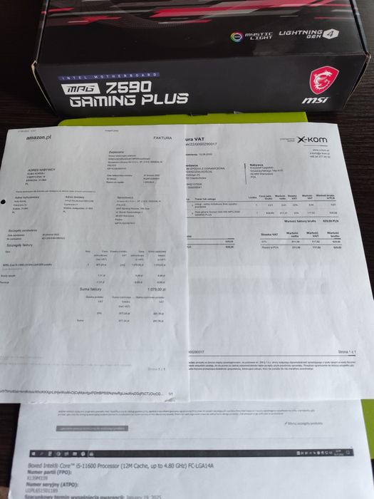 Płyta MSI Z590 gaming Plus  z procesorem i5 11600