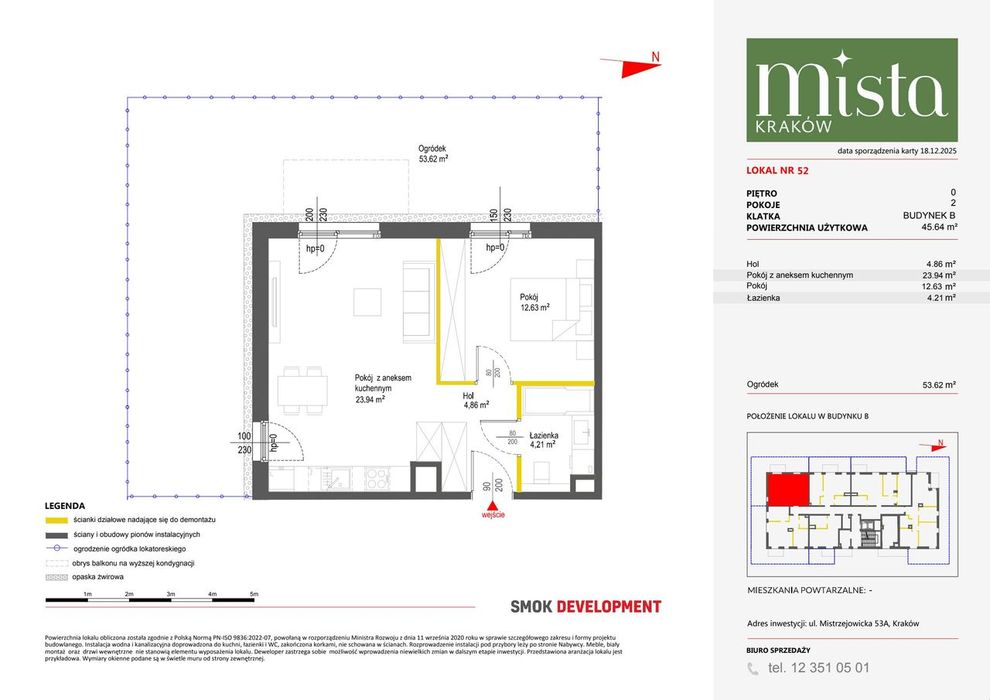 2-pokojowe mieszkanie 45m2 + ogródek Bez Prowizji
