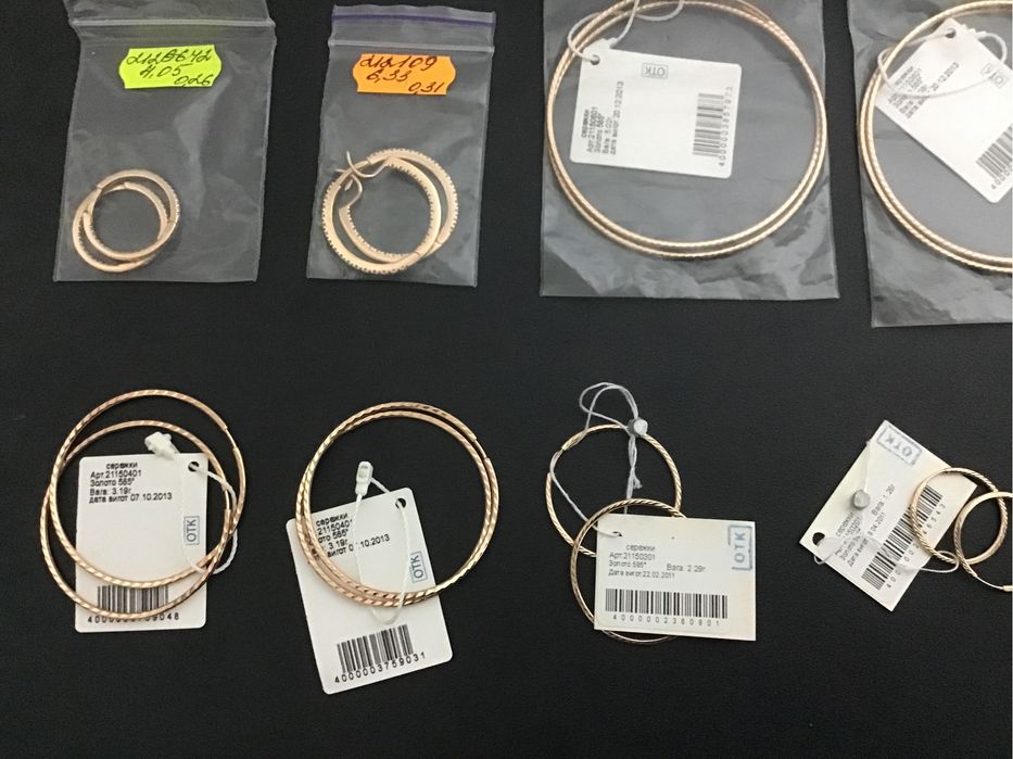 Серьги кольца золото 585 Украина