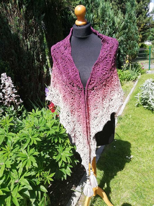 Chusta szydełkowa 50% merino rękodzieło