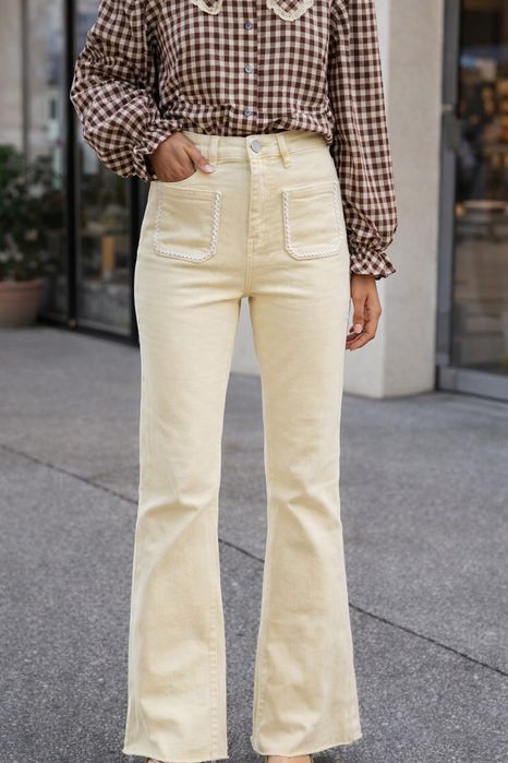 Jeansy premium DENIM,kolor żółty masełkowy  folyrose Paris hit sezonu