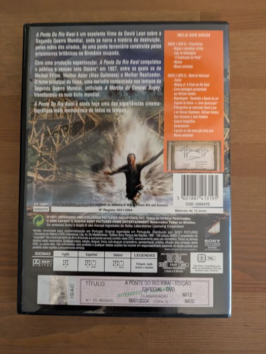 DVD " A Ponte do Rio Kwai " Ed. Especial 2D 1957 (Como Novo)