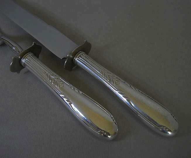 Винтажный набор для нарезки мяса, серебро 925/сталь, коробка, Англия
