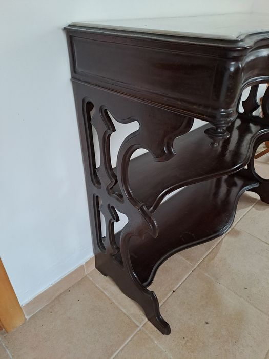 Credência antiga madeira e mármore