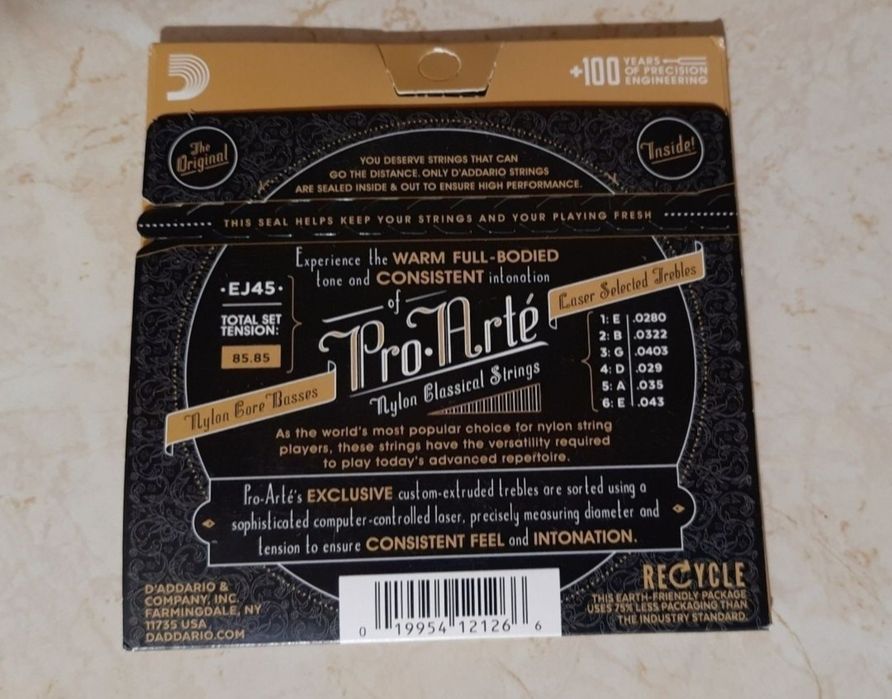 Struny D'Addario ej45 Nowe do gitary klasycznej
