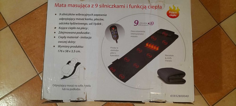 Nieużywana Mata masująca z 9 silnikami z funkcją ciepła