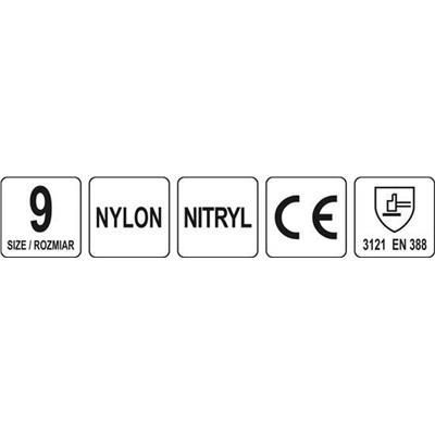 Rękawice robocze ochronne nylon r9 Yato