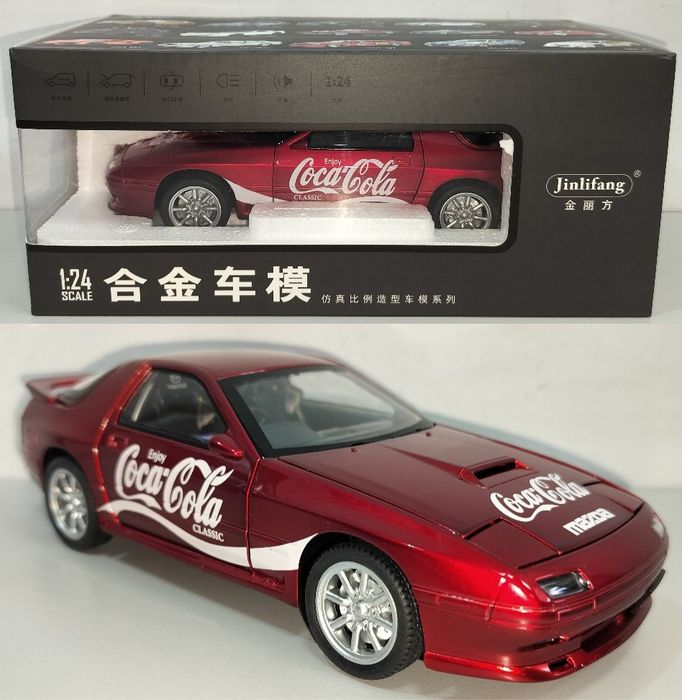 Mazda RX-7 Coca-Cola модель 1:24 Jinlifang Металл звук свет.