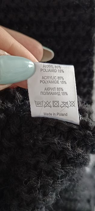 Czarny ciepły komin •Pa Ma Mi•