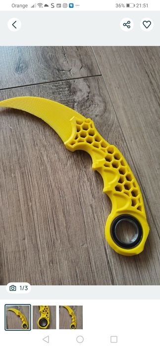 Żółty karambit zabawkowy