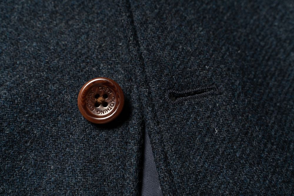 CREW Clothing Company Navy Blue Wool Jacket Tweed Blazer [Bmh016799]