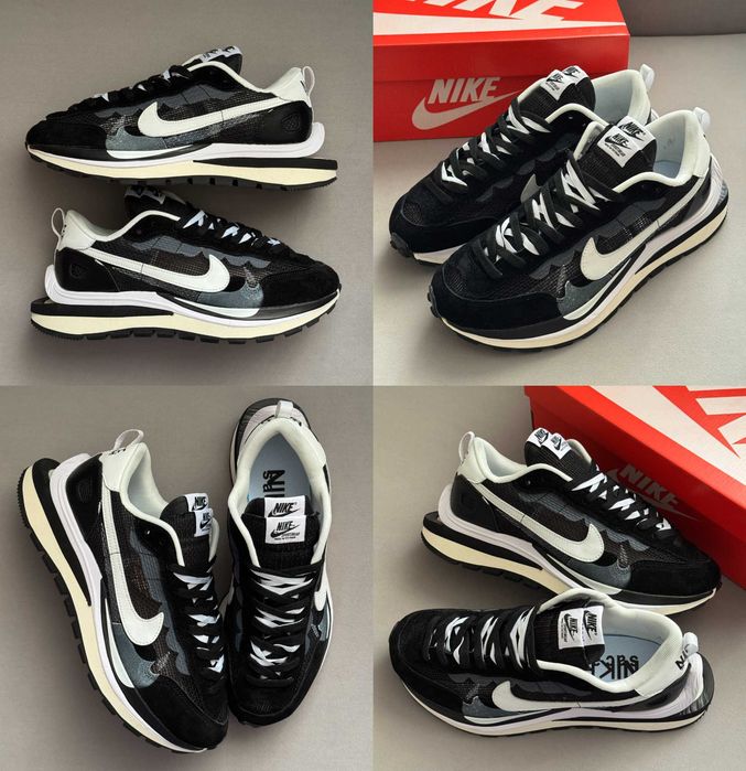 Кроссовки Nike VaporWaffle x Sacai Black White 36-45 Хит Сезона! Топ