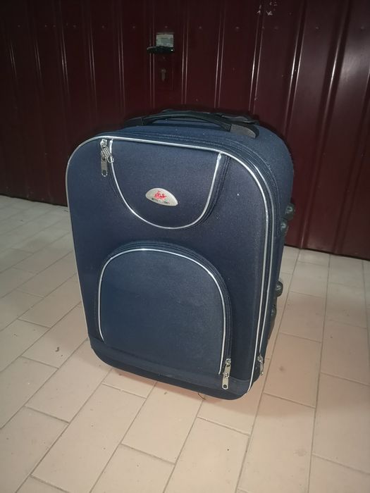 Mala de viagem com rodas e pega extensível – azul