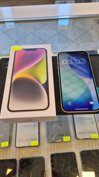 Idealny używany smartfon Apple iPhone 14 128GB biały/starlight nowa bateria 100% +SZKŁO GRATIS! GW salon Olkusz