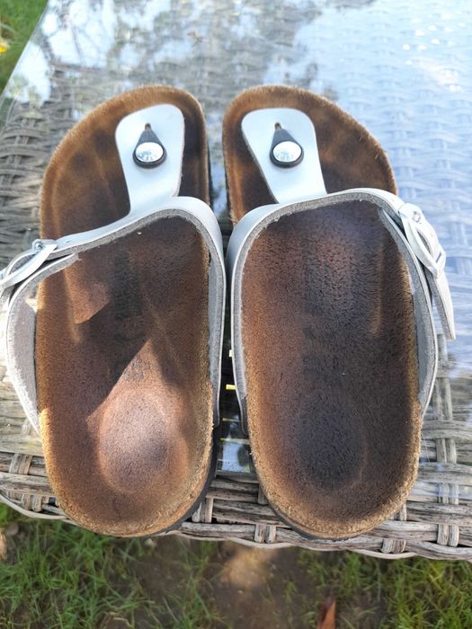 Birkenstock klapki srebrne 32 33 dziewczynka Japonki