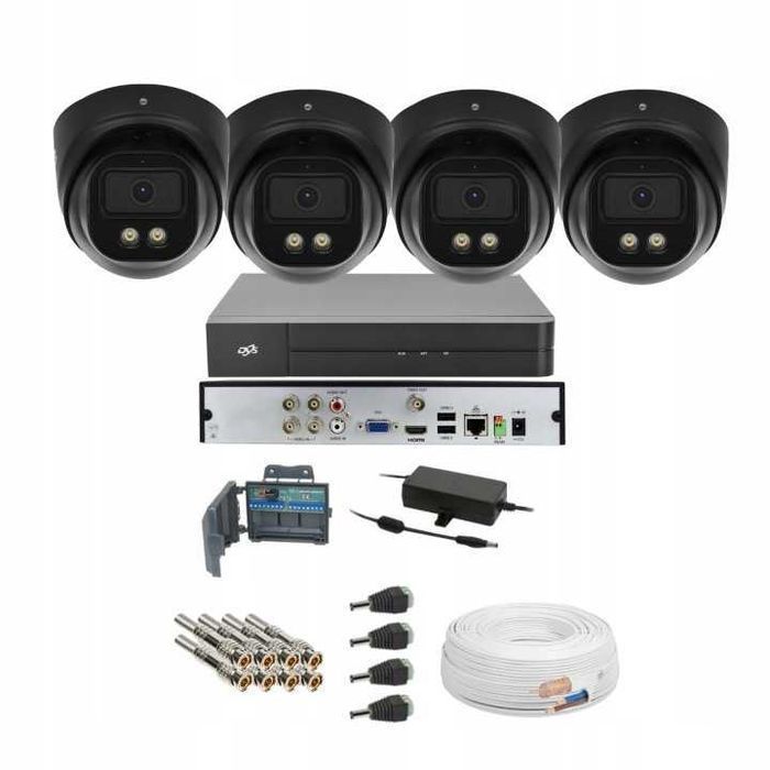 Zestaw monitoringu rejestrator 4 kamery 8MP kopułki IR LED DVS BCS HIK
