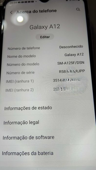 Samsung Galaxy A12 branco como novo