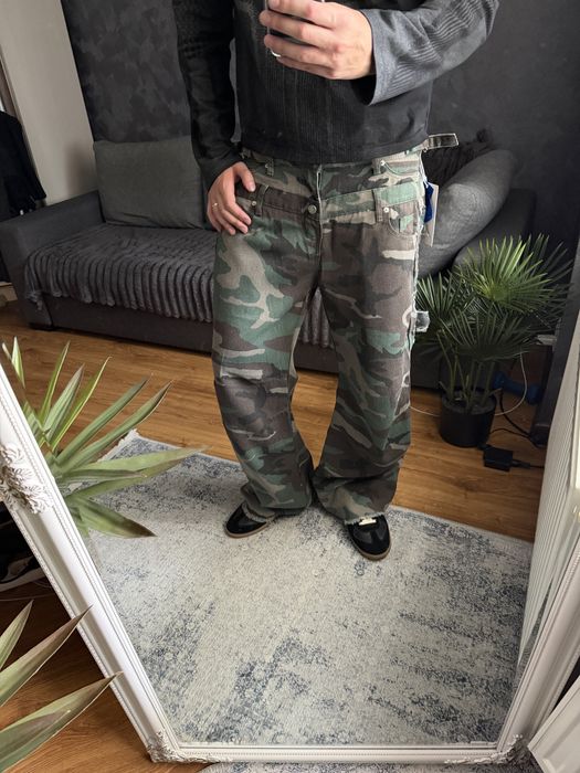 Camo Distressed Jeand Baggy Камо Джинси Широкі з Подвійним Поясом Double Waist Камуфляж Архив Archive Дострес Real Tree Military